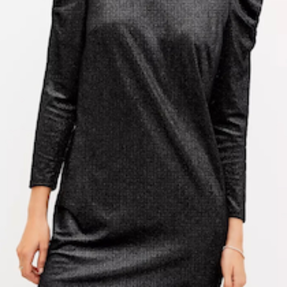 Petite Shimmer Ruched Sleeve Dress